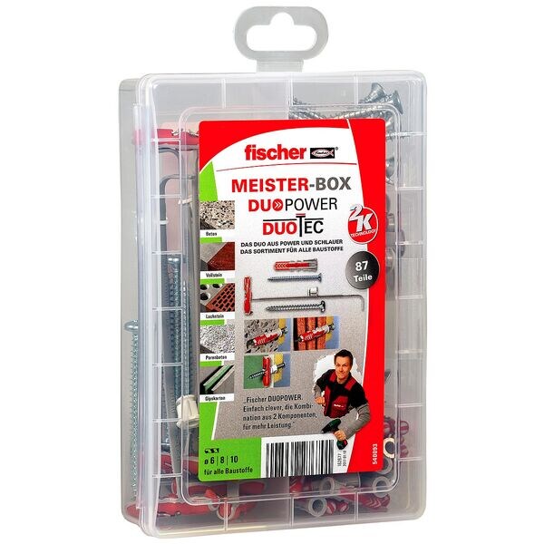 fischer Dübel- und Schrauben-Sortiment »Meister-Box - DuoPower/DuoTec + S 2K« 87 Stück