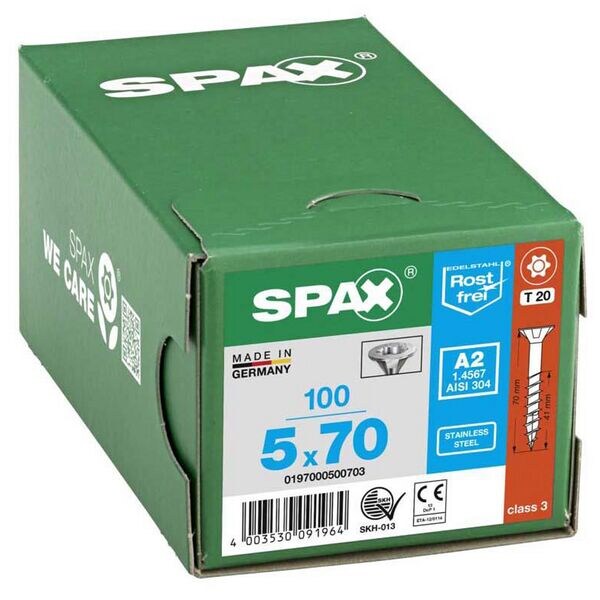 SPAX Universalschrauben T20 Senkkopf Edelstahl A2 5 x 70 mm 100 Stck