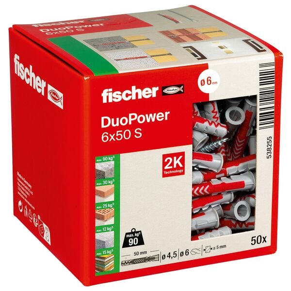 fischer Dübel mit Schrauben »DuoPower 6x50 S 2K« 50 Stück