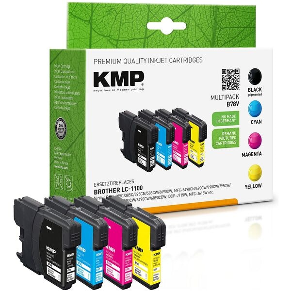 KMP Tintenpatronen-Set ersetzt Brother »LC-1100 BK/C/M/Y« schwarz, cyan, magenta, gelb