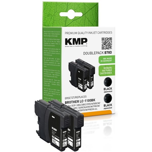 KMP Tintenpatronen-Set ersetzt Brother »LC-1100BK« 2x schwarz