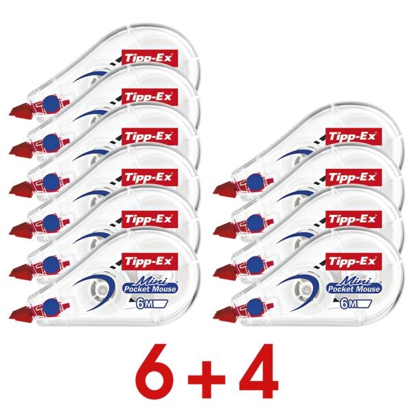 6+4 Aktion: Tipp-Ex Einweg-Korrekturroller Mini Pocket Mouse 5 mm / 6 m