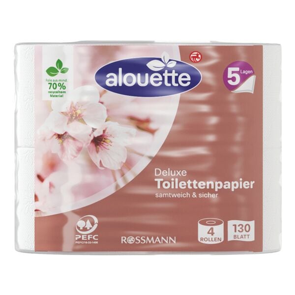 alouette Toilettenpapier Deluxe 5-lagig, wei - 4 Rollen (1 Pack  4 Rollen)
