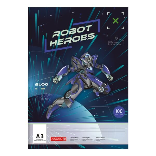 Brunnen Zeichenblock Robot Heroes A3 100 g/m 20 Blatt