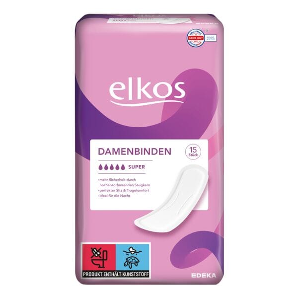 elkos 15er-Pack Damenbinden super