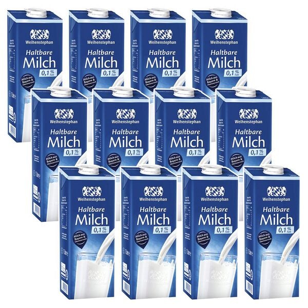 12er-Pack haltbare Milch Entrahmte H-Milch 0,1% Fett,
