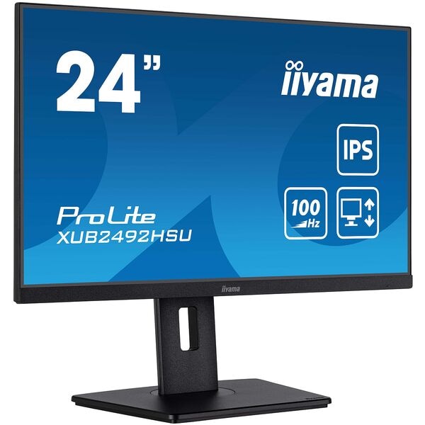 Iiyama ProLite XUB2492HSU-B6 LED Monitor, 61,0 cm (24''), 16:9, Full HD, HDMI, DisplayPort, 4x USB, Kopfhörer-/Mikrofonkombinationsbuchse