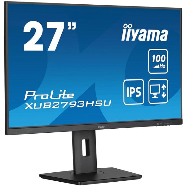 Iiyama ProLite XUB2793HSU-B7 LED Monitor, 68,6 cm (27''), 16:9, Full HD, HDMI, DisplayPort, 2x USB, Kopfhörer-/Mikrofonkombinationsbuchse