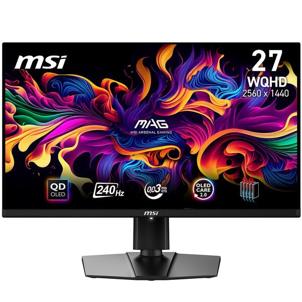 MSI MAG 271QPXDE OLED Monitor, 67,31 cm (26,5''), 16:9, WQHD, 2x HDMI, DisplayPort, USB Typ C, Kopfhörer-/Mikrofonkombinationsbuchse
