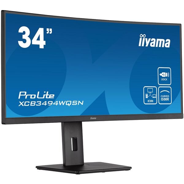 Iiyama PROLITE XCB3494WQSN-B5 LED Monitor, 86,0 cm (33,9''), 21:9, UWQHD, HDMI, DisplayPort, USB Typ C, 3x USB, USB-C Dockingstation, Kopfhörer-/Mikrofonkombinationsbuchse, Ethernet (LAN)