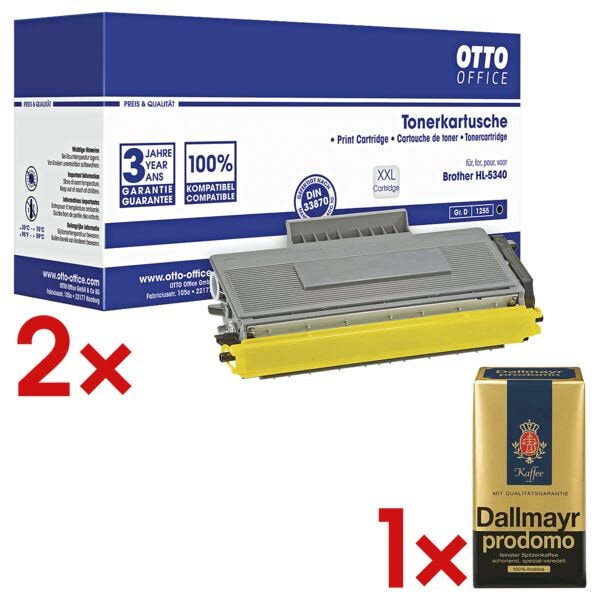 OTTO Office 2x Druckkassette ersetzt Brother »TN-3280« inkl. Kaffee gemahlen »Prodomo« 500 g