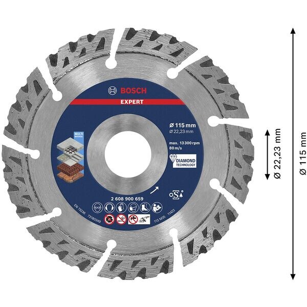 BOSCH Diamant-Trennscheibe EXPERT MultiMaterial 11.5 cm