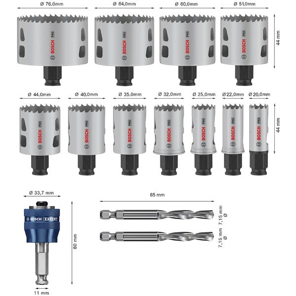 BOSCH Lochsägen-Set »PRO Multi Material PC Plus« 14-teilig