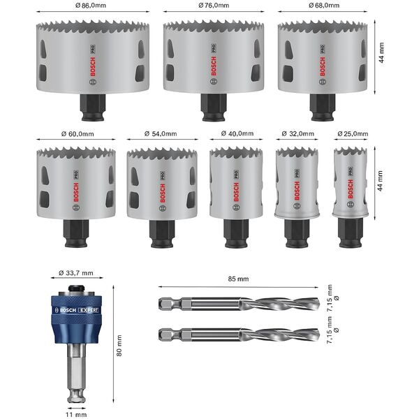 BOSCH Lochsägen-Set »PRO Multi Material PC Plus« 11-teilig