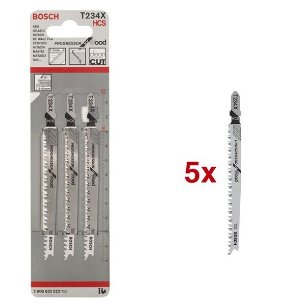 BOSCH Stichsgebltter T234X Progressor for Wood 5 Stck