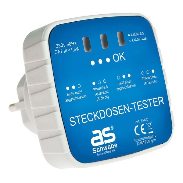 Steckdosentester as-Schwabe ohne Schalter