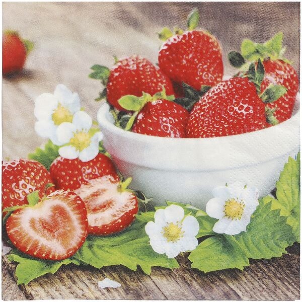 Papstar Servietten mit Motiv Strawberry Taste 3-lagig 20 Stück