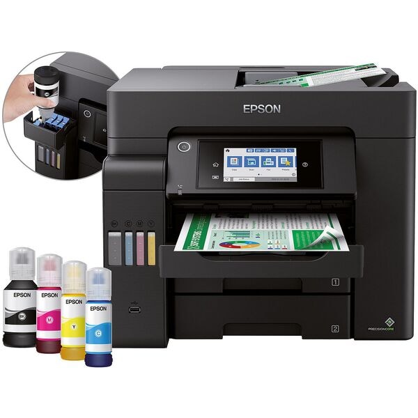 Epson EcoTank ET-5855 Multifunktionsdrucker A4 Farb-Tintenstrahldrucker mit LAN und WLAN