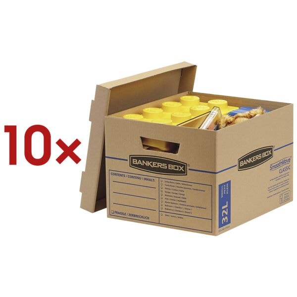 Bankers Box System 10 Stück Umzugskartons »SmoothMove Umzugsbox« 33,5/39,1/27 cm