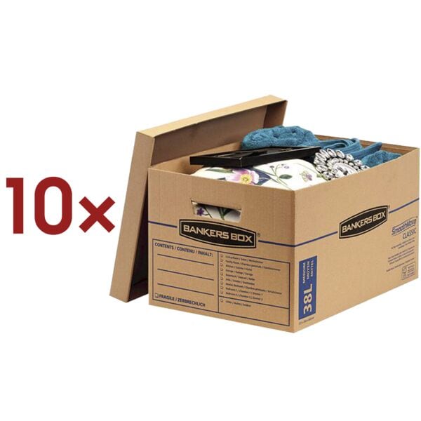 Bankers Box System 10 Stck Umzugskartons SmoothMove Umzugsbox 33,5/47/27 cm