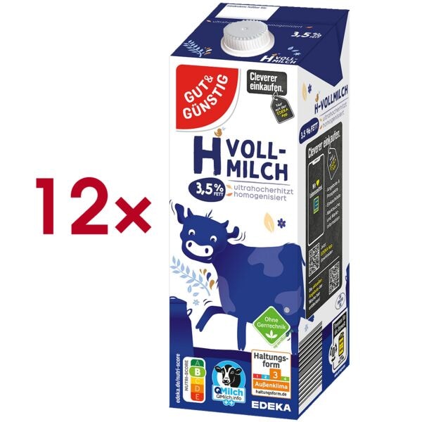Gut und Gnstig 12er-Pack haltbare Vollmilch H-Vollmilch 3,5% Fett