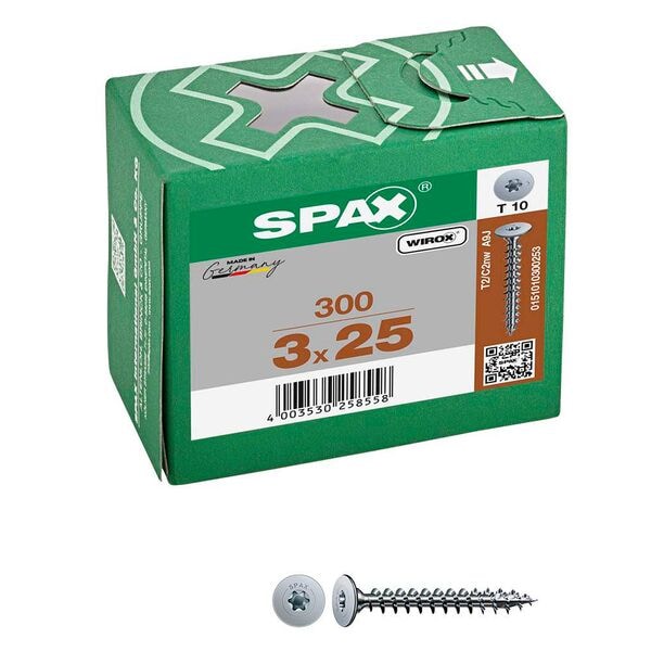 SPAX Rückwandschrauben »T10 Flachkopf WIROX« 3 x 25 mm 300 Stück SPAX Rückwandschrauben »T10 Flachkopf WIROX« 3 x 25 mm 300 Stück