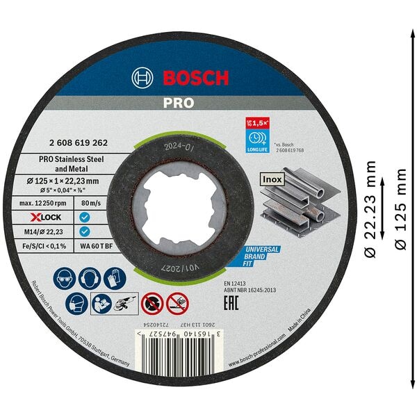BOSCH 10er-Pack Trennscheiben X-LOCK Standard for Inox 12.5 cm