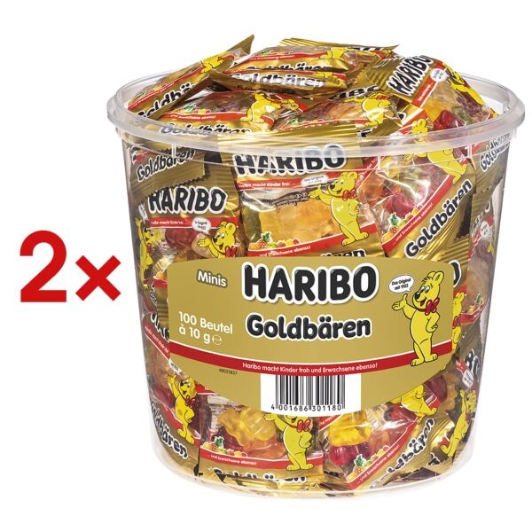 Haribo 2x 100er-Pack Fruchtgummi »Mini Goldbären« 1000g