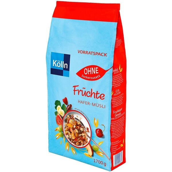 Klln Frchte Hafer-Msli ohne Zuckerzusatz 1700 g Vorratspack