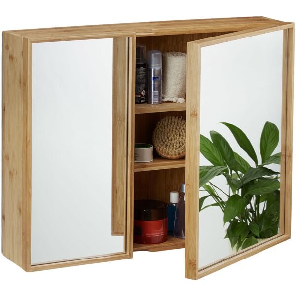 relaxdays Bad-Spiegelschrank mit 2 Tren
