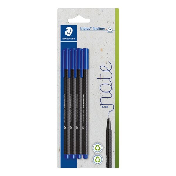 4x STAEDTLER Fineliner triplus&reg; 334 blau 0,3mm