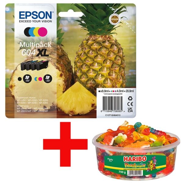 Epson Tintenpatronen-Set »604XL BK/C/M/Y« inkl. Fruchtgummi »Phantasia« 750 g