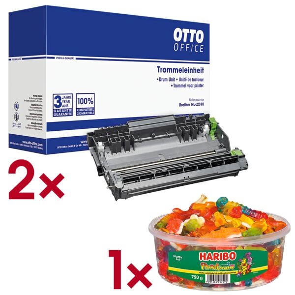OTTO Office 2x Trommel (ohne Toner) ersetzt Brother DR-2400inkl. 1x Fruchtgummi Phantasia Party Box 750 g