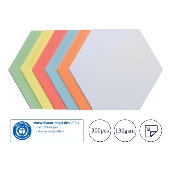 Franken 300er-Pack selbstklebende Moderationskarten Wabe 19 x 16,5 cm