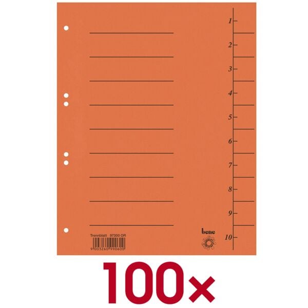 bene Trennbltter 1-10 DIN A4 Kraftkarton 100 Stck