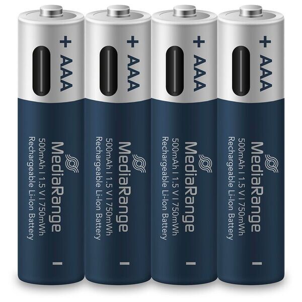 MediaRange USB-Akkus mit Ladekabel Micro AAA 500 mAh