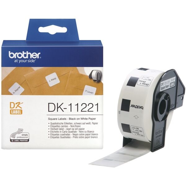 Brother Etikettenrolle fr Etikettendrucker DK-11221 23,0x23,0 mm 1 Rolle mit 1000 Etiketten