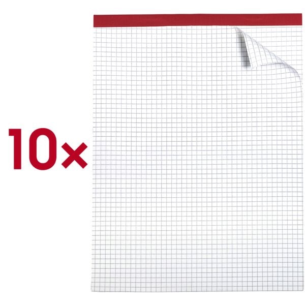 10x Brunnen Briefblock, A4, kariert, 500 Blatt, ohne Register