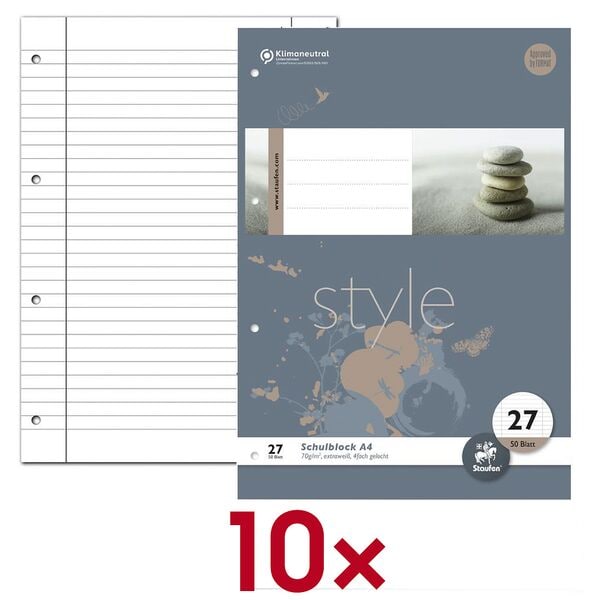 10x Staufen Briefblock Style gelocht A4 liniert 50 Blatt