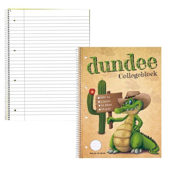 5x Collegebl�cke Dundee A4 liniert, 80 Blatt