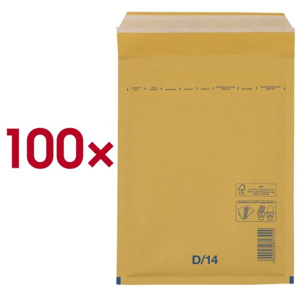VP 100 Stck Luftpolster-Versandtaschen D/14, 20,0x27,5 cm