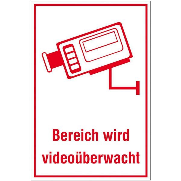 Safety Marking Hinweisschild Bereich wird videoberwacht  20,0 x 30,0 cm Aluminium 1 Stck