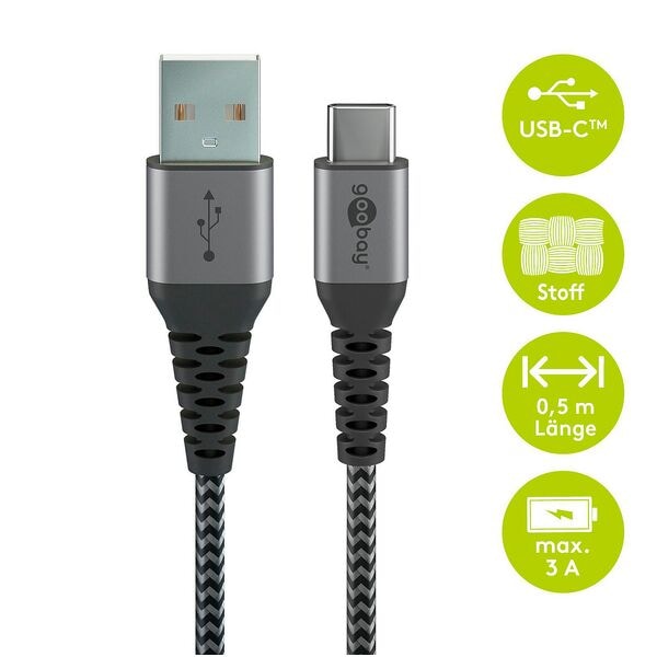 goobay USB-Kabel Adapterkabel USB 2.0 A/USB C 0.5 m
