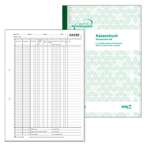 RNK-Verlag Kassenbuch/EDV A4 2x 50 Blatt