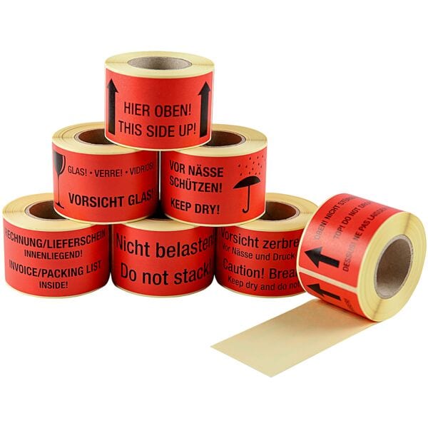 EICHNER Warnetiketten Oben! Nicht strzen! rot 100,0 x 50,0 mm 250 Stck