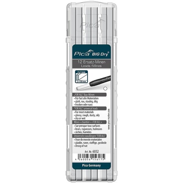 Pica Bleistiftminen fr Zimmermannsbleistift mit Druckmechanismus Big Dry For All 6032 2,0 - 5,0 mm wei