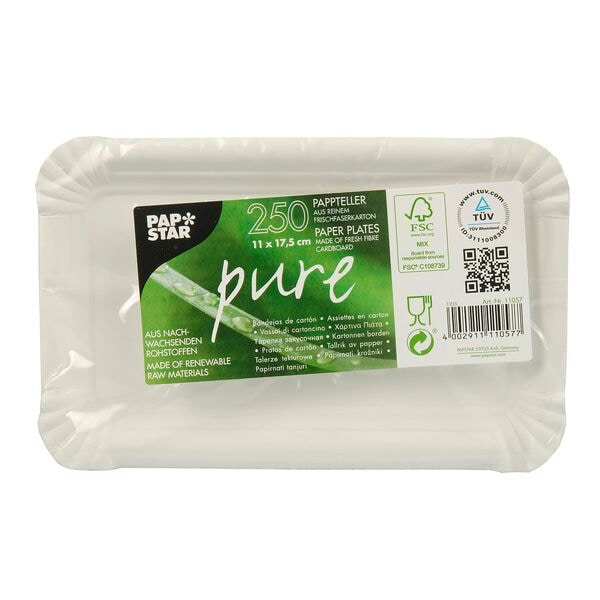 Papstar Pappteller �pure� 250 St�ck 17.5x11 cm