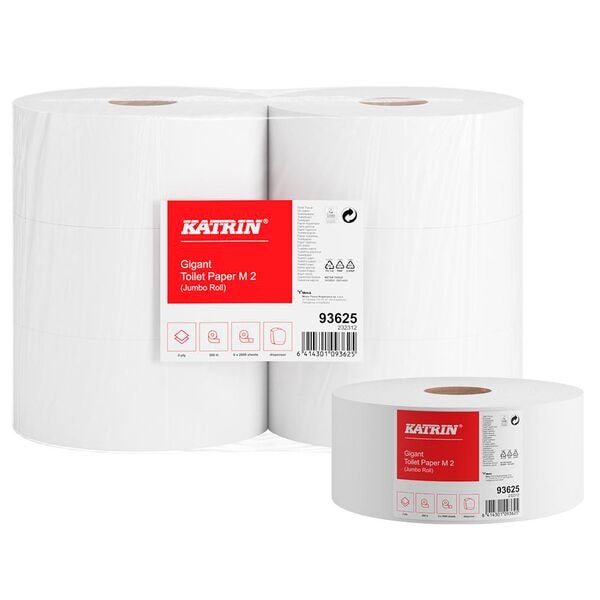 Katrin Jumbo-Toilettenpapier Gigant M2 2-lagig, wei� - 6 Rollen
