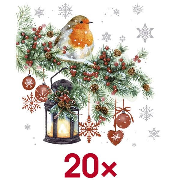 Papstar 20 Servietten �Winter Bird� 33 cm