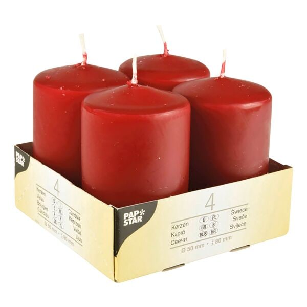 Papstar 4er-Pack Stumpenkerzen  50 mm